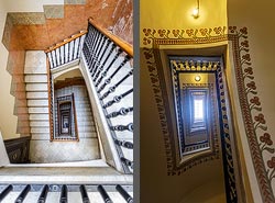 Stiegenhaus/Treppenhaus in einem Wohnhaus in Barcelona, Spanien