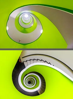 Stiegenhaus/Treppenhaus in einem Bürogebäude in Basel, Schweiz