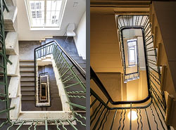 Stiegenhaus/Treppenhaus in einem Wohnhaus in Berlin, Deutschland