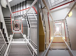 Stiegenhaus/Treppenhaus im UDK building in Berlin, Deutschland