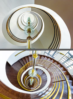 Stiegenhaus/Treppenhaus im IG Metall Gebäude in Berlin, Deutschland