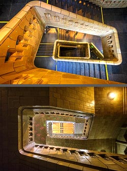 Stiegenhaus/Treppenhaus in der Basilique Nationale du Sacré-Cœur in Brüssel, Belgien