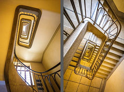 Stiegenhaus/Treppenhaus im Bürogebäude Residence Palace in Brüssel, Belgien