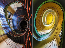 Stiegenhaus/Treppenhaus in einem Bildungshaus in Dresden, Deutschland