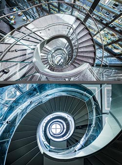 Stiegenhaus/Treppenhaus in der Trinity Business School in Dublin, Irland