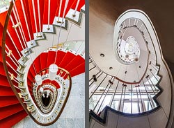 Stiegenhaus/Treppenhaus im Bürogebäude in Düsseldorf, Deutschland