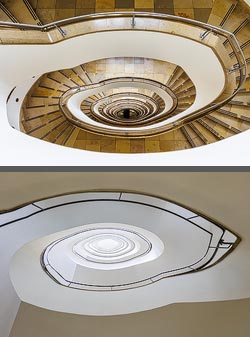 Stiegenhaus/Treppenhaus im Neuen Stahlhof in Düsseldorf, Deutschland