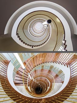 Stiegenhaus/Treppenhaus im BBDO-Gebäude in Düsseldorf, Deutschland