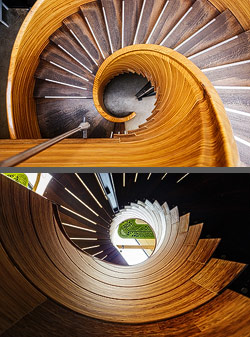 Stiegenhaus/Treppenhaus im Besucherzentrum des Royal Botanic Garden in Edinburgh, Schottland