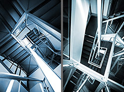 Stiegenhaus/Treppenhaus im Main Tower in Frankfurt am Main, Deutschland