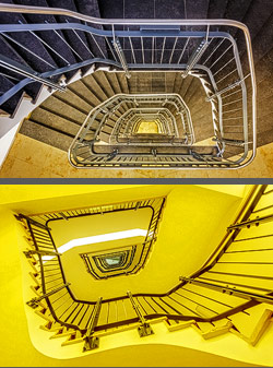 Stiegenhaus/Treppenhaus im Kontorhaus Burchardhof in Hamburg, Deutschland