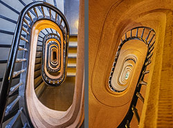 Stiegenhaus/Treppenhaus im Kontorhaus Montanhof in Hamburg, Deutschland