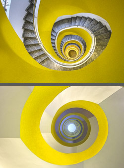 Stiegenhaus/Treppenhaus im Mediapark Köln, Deutschland