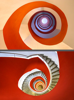 Stiegenhaus/Treppenhaus im Mediapark Köln, Deutschland