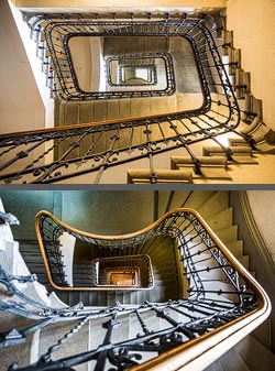 Stiegenhaus/Treppenhaus im Museum Palais de Rumine in Lausanne, Schweiz