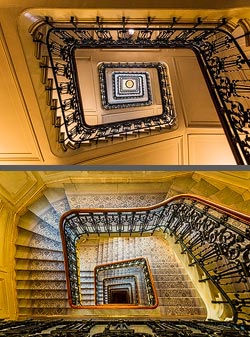 Stiegenhaus/Treppenhaus im Hotel Beau-Rivage Palace in Lausanne, Schweiz