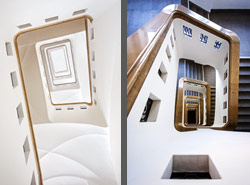 Stiegenhaus/Treppenhaus im Stadthaus Leipzig, Deutschland