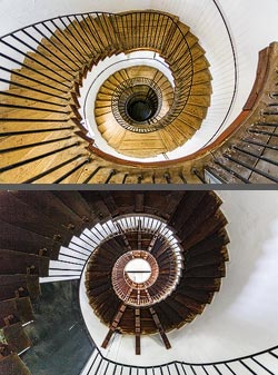 Stiegenhaus/Treppenhaus in der Franz-Josefs-Warte in Linz, Österreich