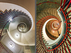 Stiegenhaus/Treppenhaus im Hochhaus Nebotičnik in Ljubljana, Slowenien