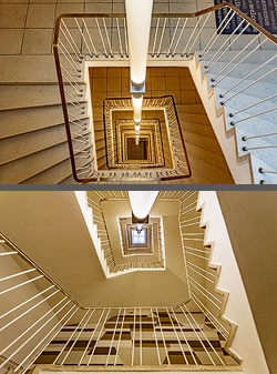 Stiegenhaus/Treppenhaus in einem Bürogebäude in München, Deutschland