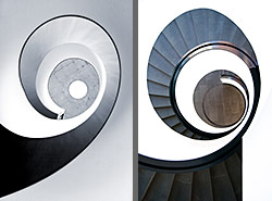 Stiegenhaus/Treppenhaus im Neuen Museum in Nürnberg, Deutschland