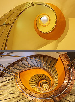 Stiegenhaus/Treppenhaus im Bekleidungsgeschäft SportScheck in Nürnberg, Deutschland