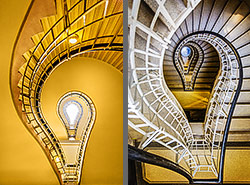 Stiegenhaus/Treppenhaus im Haus der Schwarzen Madonna (Kubismus-Museum) in Prag, Tschechien