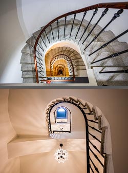 Stiegenhaus/Treppenhaus im Hotel Jungmann in Prag, Tschechien