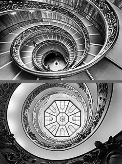 Stiegenhaus/Treppenhaus in den Vatikanischen Museen in Rom, Italien