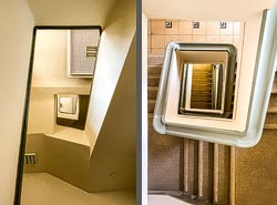 Stiegenhaus/Treppenhaus im Rathaus in Saarbrücken, Deutschland