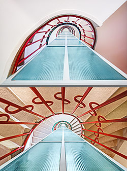 Stiegenhaus/Treppenhaus im Gemeindebau Karl Marx Hof in Wien, Österreich