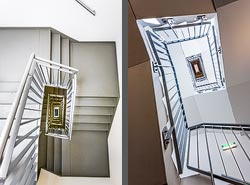 Stiegenhaus/Treppenhaus im Hotel ARCOTEL Kaiserwasser in Wien, Österreich