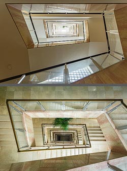 Stiegenhaus/Treppenhaus im Ringturm in Wien, Österreich