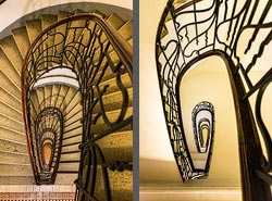 Stiegenhaus/Treppenhaus in einem Wohnhaus in Wien, Österreich