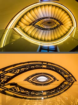 Stiegenhaus/Treppenhaus in einem Wohnhaus in Wien, Österreich