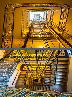 Stiegenhaus/Treppenhaus in einem Wohnhaus in Wien, Österreich