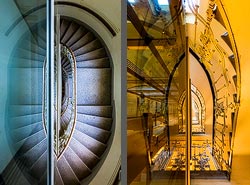 Stiegenhaus/Treppenhaus in einem Wohnhaus in Wien, Österreich