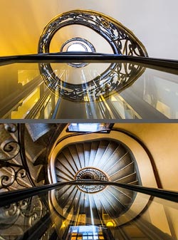 Stiegenhaus/Treppenhaus in einem Wohnhaus in Wien, Österreich