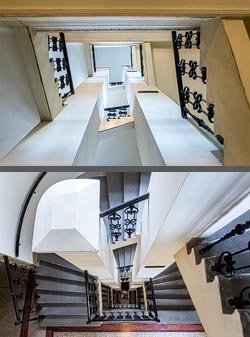 Stiegenhaus/Treppenhaus in einem Wohnhaus in Wien, Österreich