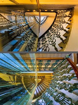 Stiegenhaus/Treppenhaus in einem Wohnhaus in Wien, Österreich