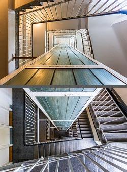 Stiegenhaus/Treppenhaus in einem Wohnhaus in Wien, Österreich