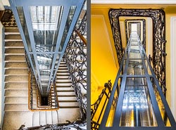 Stiegenhaus/Treppenhaus in einem Wohnhaus in Wien, Österreich