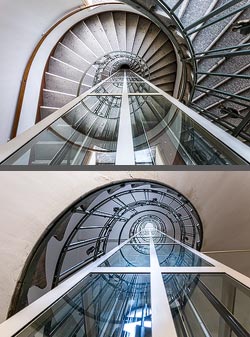 Stiegenhaus/Treppenhaus in einem Wohnhaus in Wien, Österreich