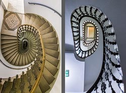 Stiegenhaus/Treppenhaus in einem Wohnhaus in Wien, Österreich