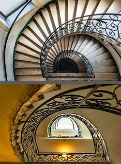 Stiegenhaus/Treppenhaus in einem Wohnhaus in Wien, Österreich