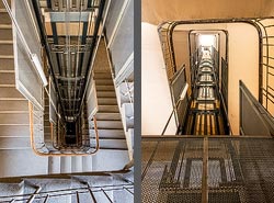 Stiegenhaus/Treppenhaus in einem Wohnhaus in Wien, Österreich