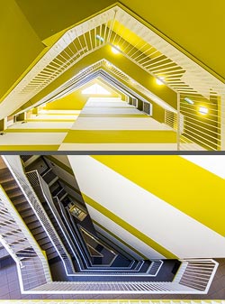 Stiegenhaus/Treppenhaus in einem Wohnhaus in Wien, Österreich