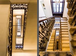 Stiegenhaus/Treppenhaus in einem Wohnhaus in Wien, Österreich