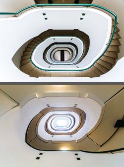 Stiegenhaus/Treppenhaus in einem Wohnhaus in Wien, Österreich