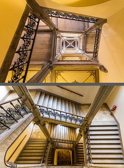 Stiegenhaus/Treppenhaus in einem Wohnhaus in Wien, Österreich